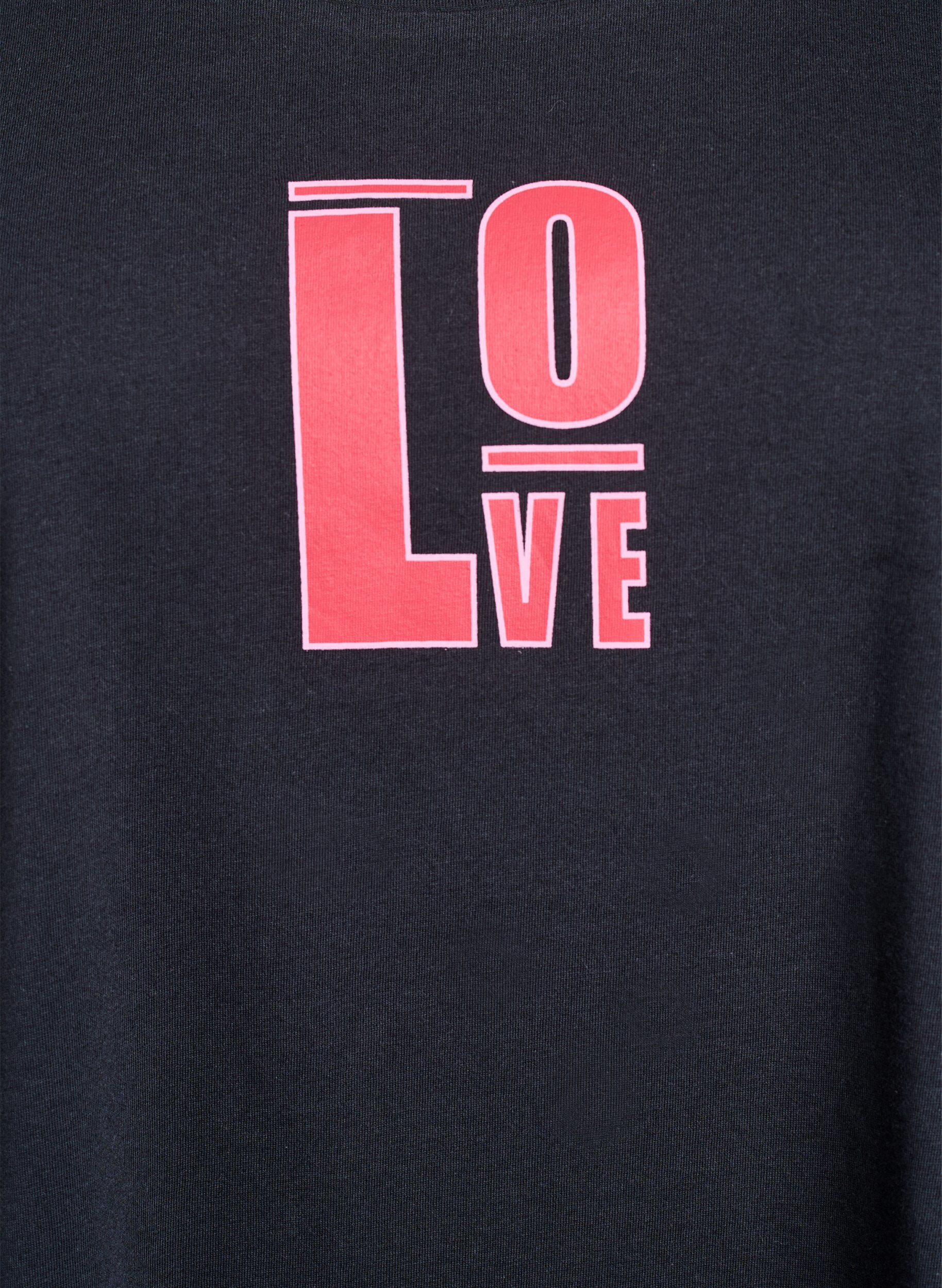 ZizziLang nachthemd-T-shirt in biologisch katoen met print, Grijs, Packshot image number 2