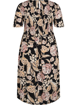 Viscose jurk met print en smokwerk, Paisley Flower, Packshot image number 1