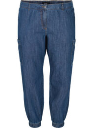 Jeans cargo avec poches, Dark blue denim, Packshot