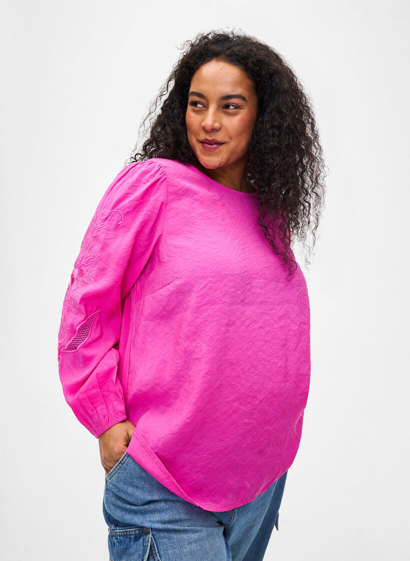 Chemisier en TENCEL™ Modal avec des broderies, Phlox Pink, Model image number 0