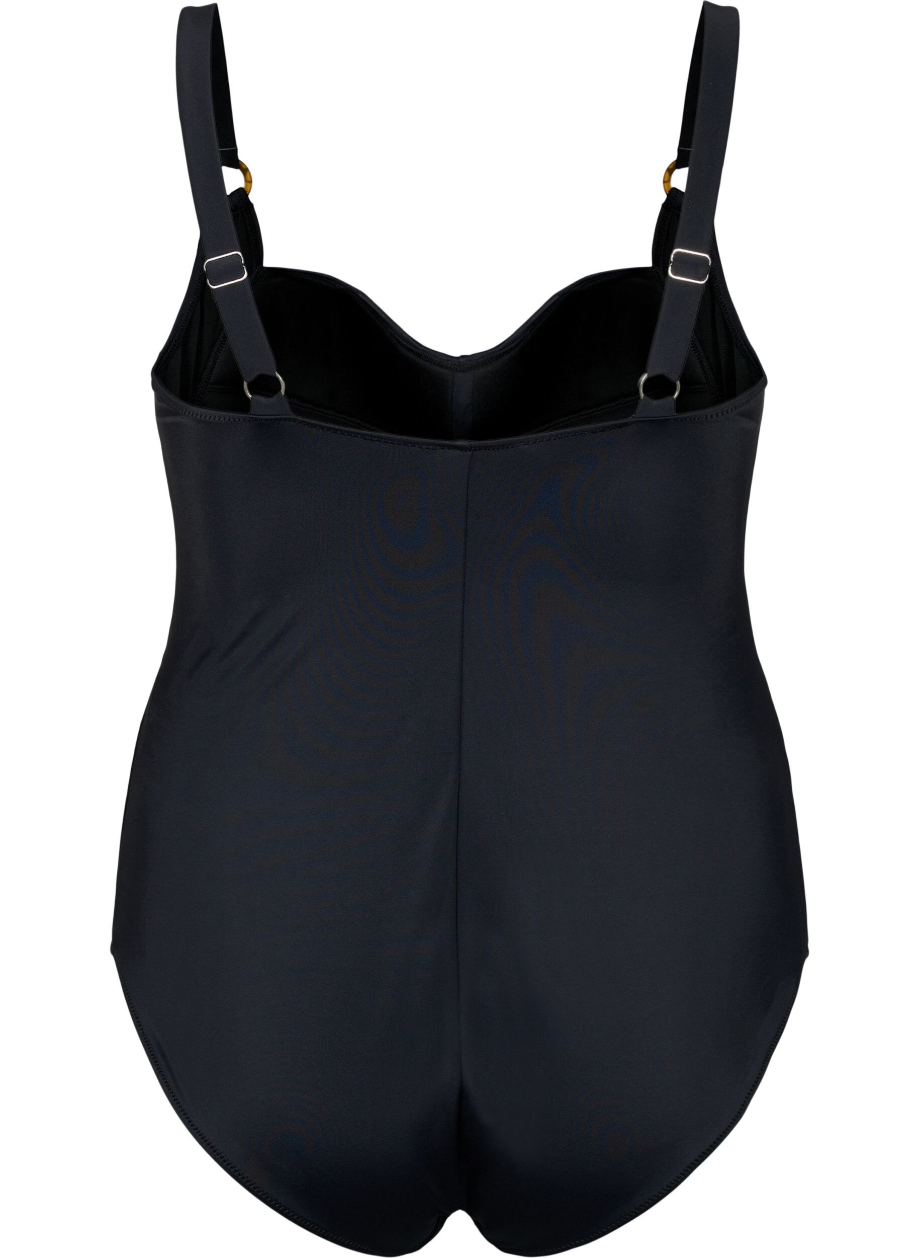 Zizzi	 Gewatteerd badpak met draperie&euml;n, Zwart, Packshot image number 1