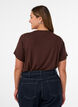 T-shirt en viscose avec strass, Marron, Model image number 2