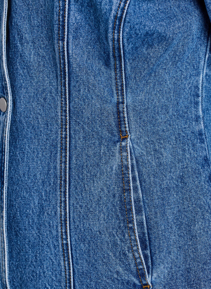 Denimjack met vormende naden en een V-hals, Blauw, Packshot image number 3