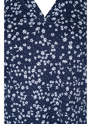 Top en coton avec manches 3/4 et imprimé à fleurs, NS w. White Flower, Packshot image number 2