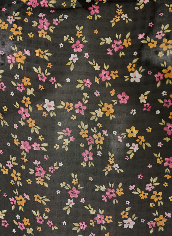 Blouse &agrave; imprim&eacute; floral et col V, Noir, Packshot image number 2
