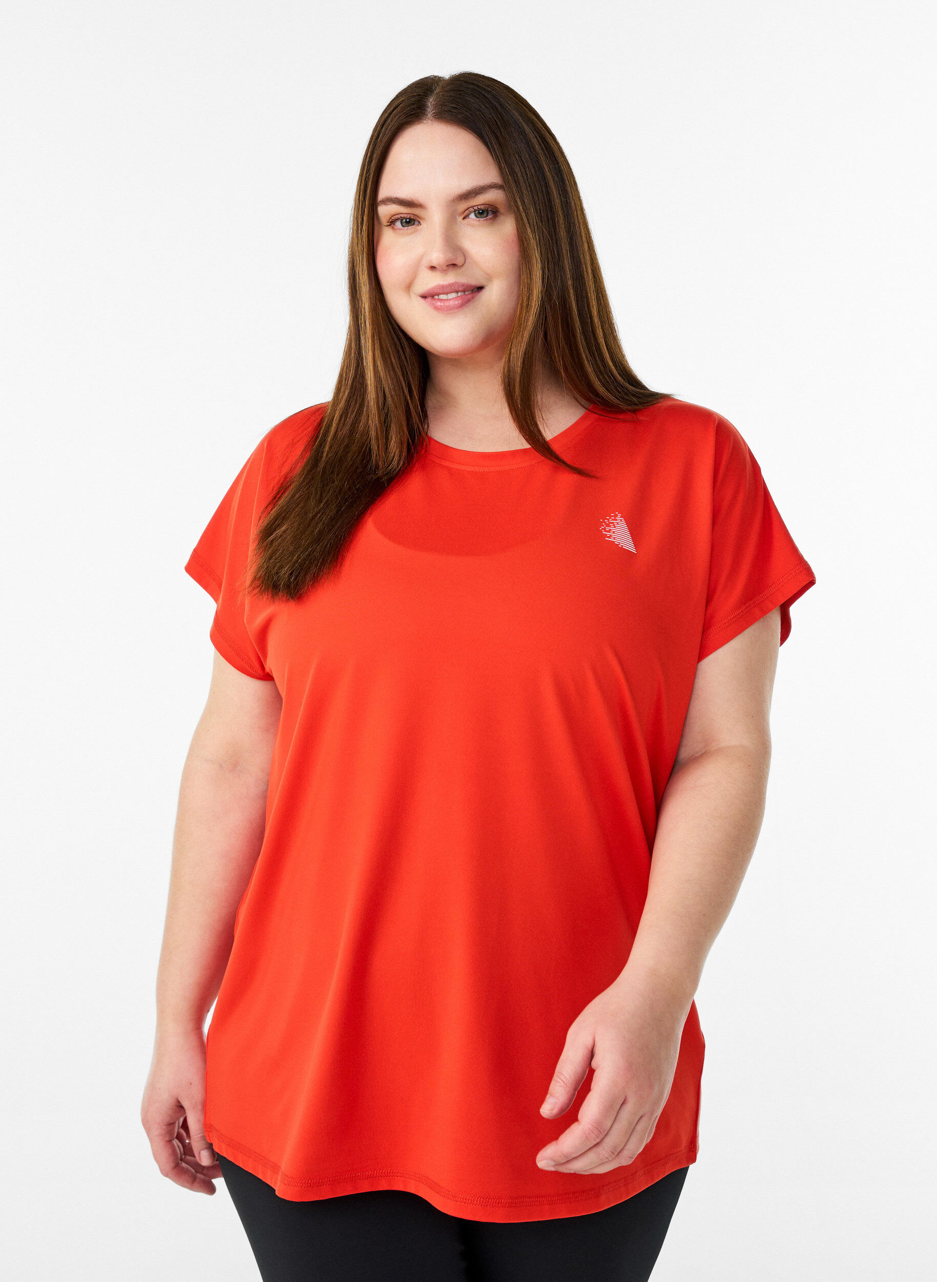ZizziT-shirt de sport couleur unie, Orange, Model image number 0