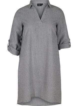 Robe rayée en coton, Black Stripe, Packshot image number 0