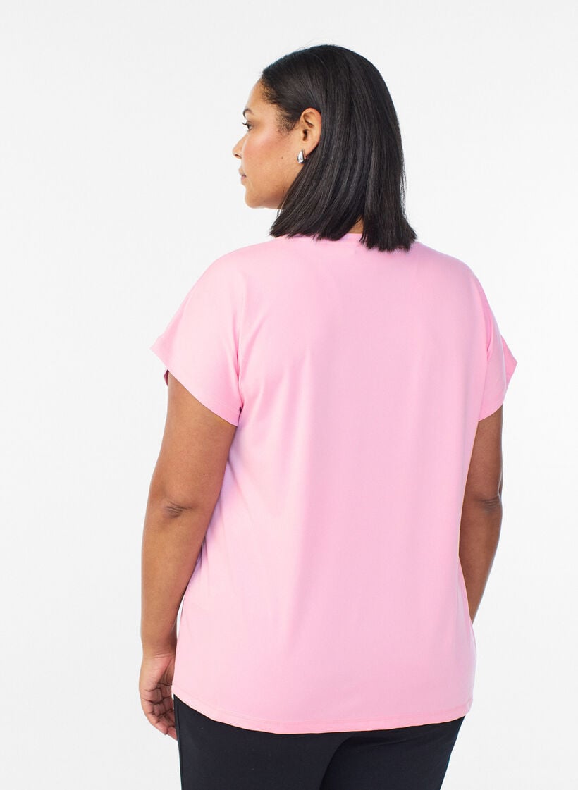 Effen gekleurd trainingsshirt, Roze, Model image number 2