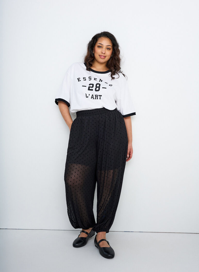 Katoenen T-shirt met tekstprint en boxy fit, Wit, Image image number 0