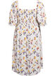 Gebloemde viscose midi-jurk met smock, Wit, Packshot image number 1