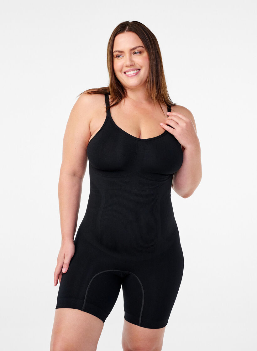 Shapewear bodysuit met opening aan de onderkant, Zwart, Model
