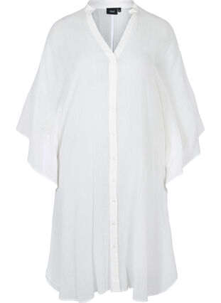 Robe de plage en coton avec fermeture à boutons, Bright White, Packshot image number 0