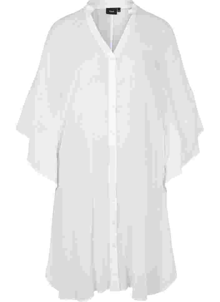 Robe de plage en coton avec fermeture à boutons, Bright White, Packshot