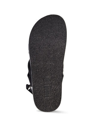 Sandaal met brede pasvorm en knoopdetail, Black, Packshot image number 4