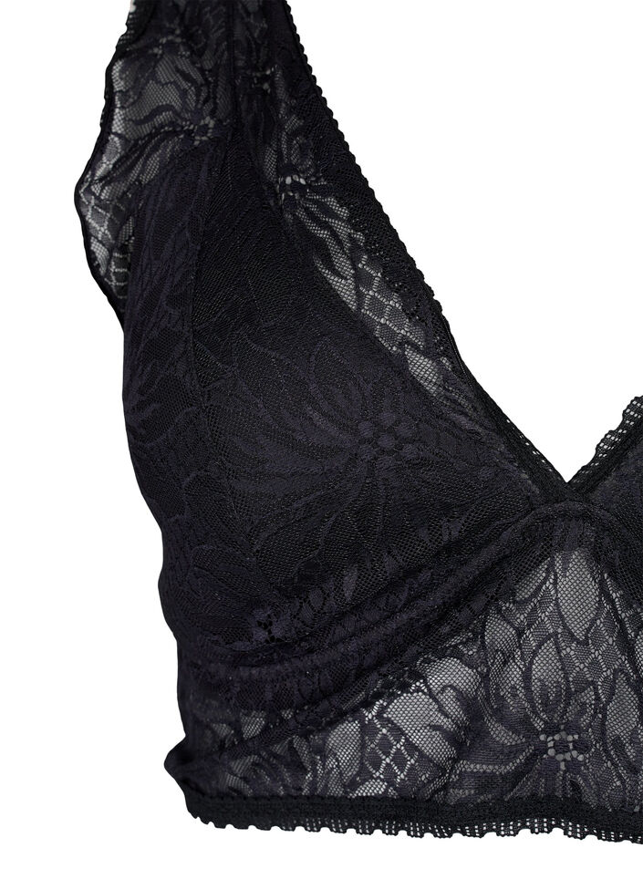 Bralette en dentelle avec rembourrage doux, Black, Packshot image number 2