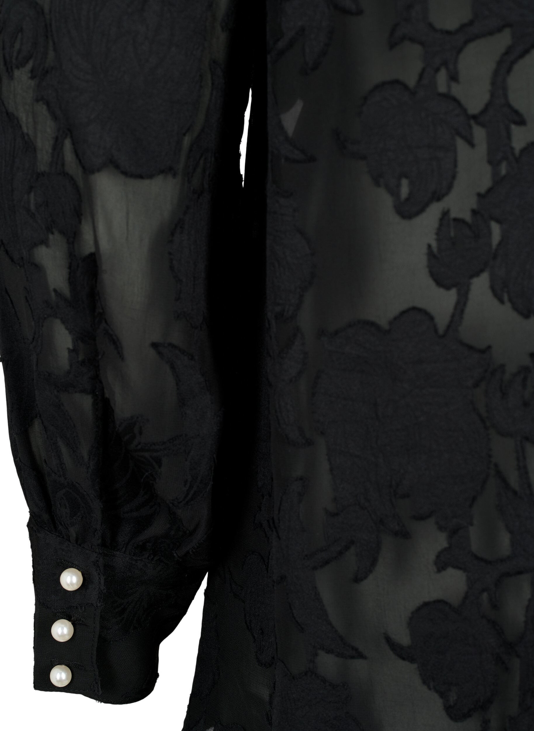 ZizziJacquard overhemd met parelknopen, Black, Packshot image number 3