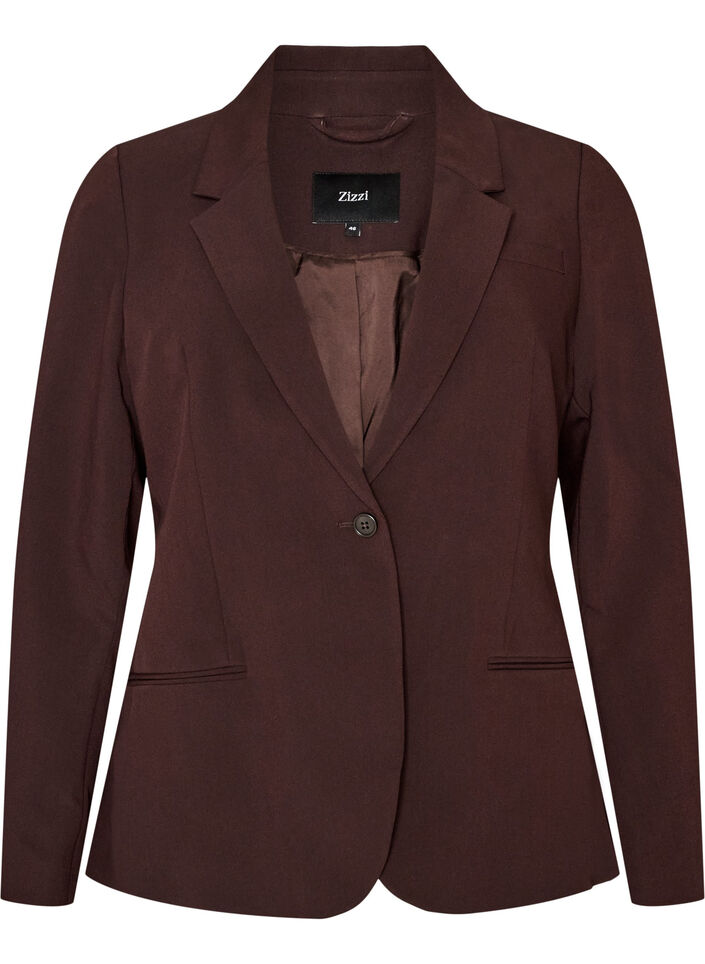 Klassieke blazer met een enkele knoopsluiting, Bruin, Packshot image number 0