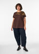 T-shirt en coton &agrave; imprim&eacute; floral, Marron, Model image number 1