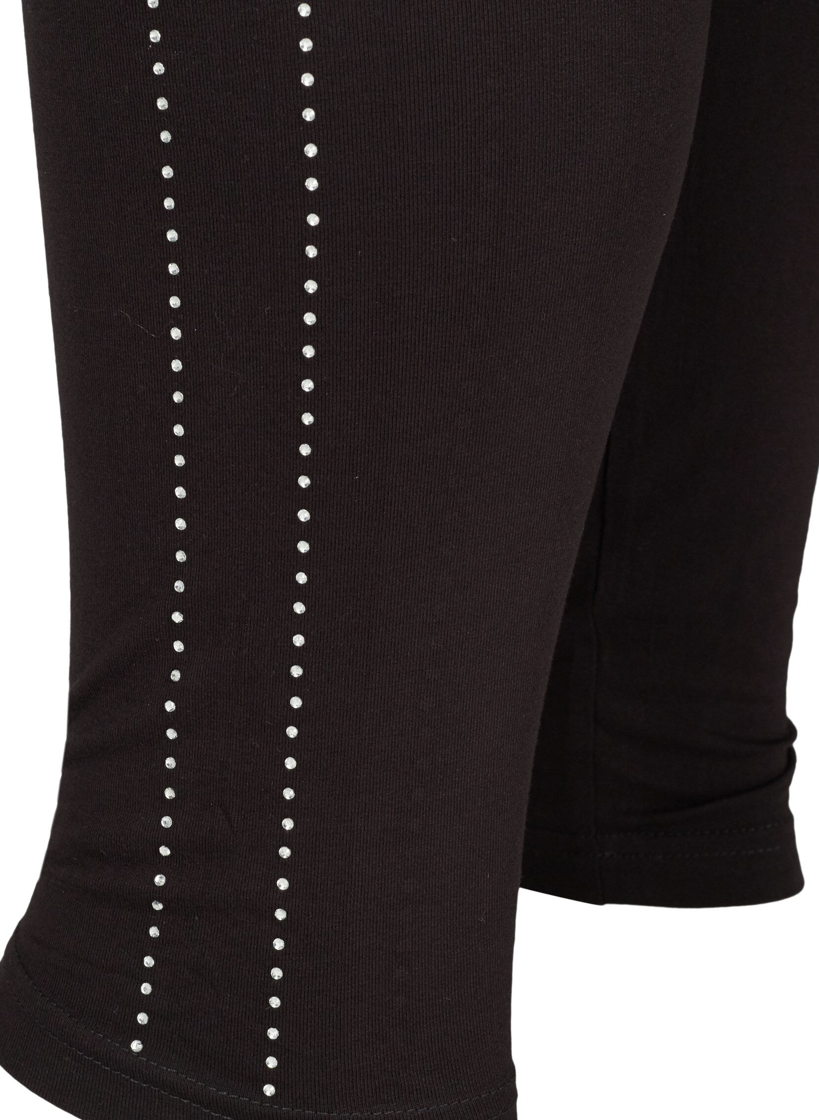 ZizziViscose legging met steentjes in de zijkant, Black, Packshot image number 3