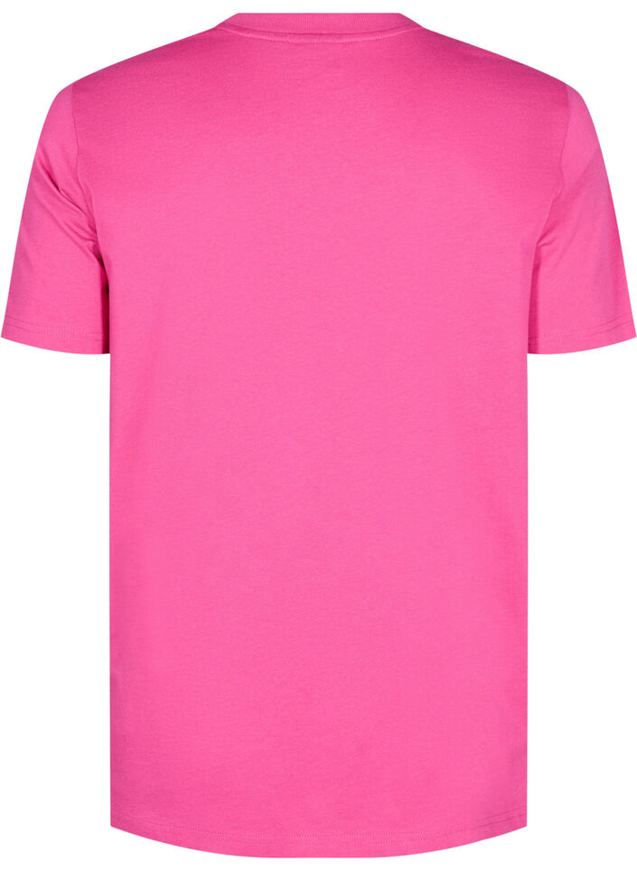 T-shirt basique en coton &agrave; col rond, Rose, Packshot image number 1