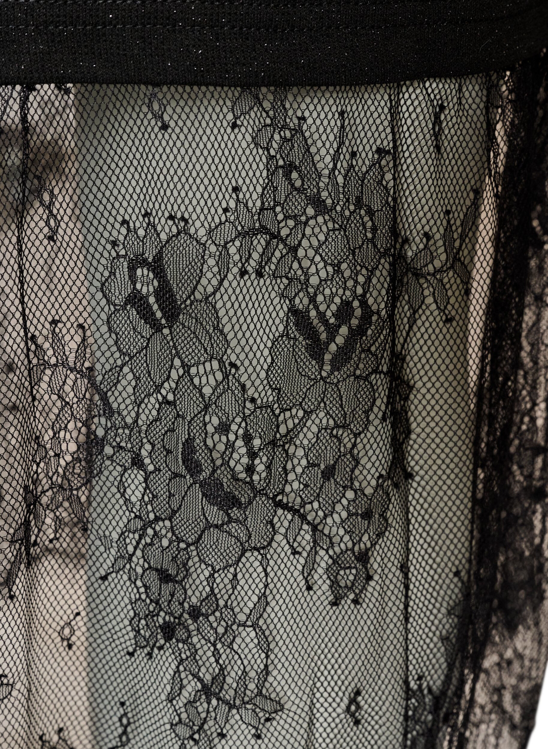 ZizziJersey jurk met glitter en kanten rand, Zwart, Packshot image number 3