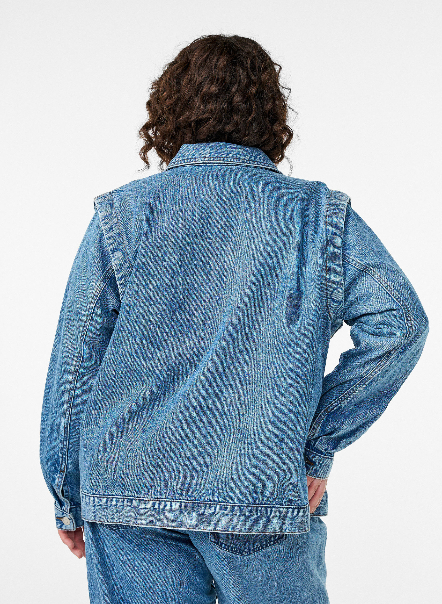 ZizziDenimjack met afneembare mouwen, Blauw, Model image number 2