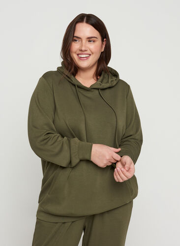 Sweatshirt met zakken en capuchon, Ivy Green, Model image number 0