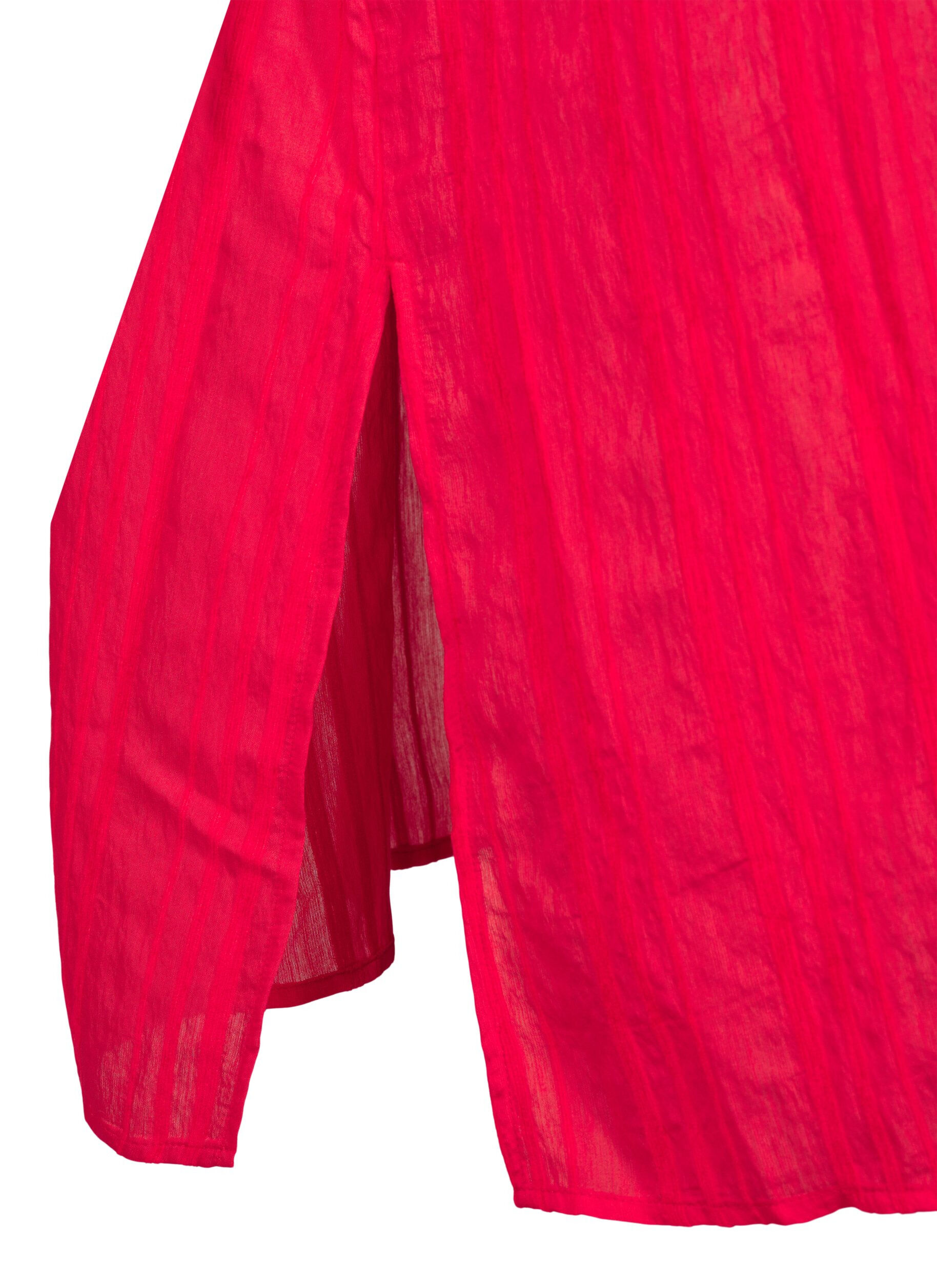 ZizziStrand kaftan met kraag en knoopsluiting, Rood, Packshot image number 3