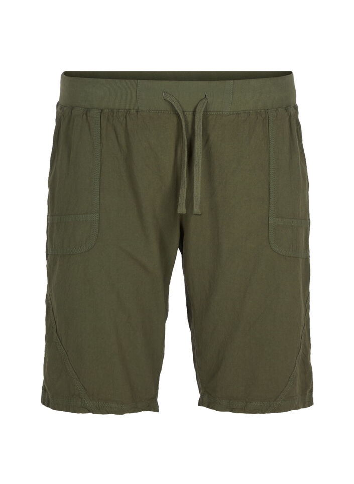 Short en coton ample avec poches, Vert, Packshot image number 0