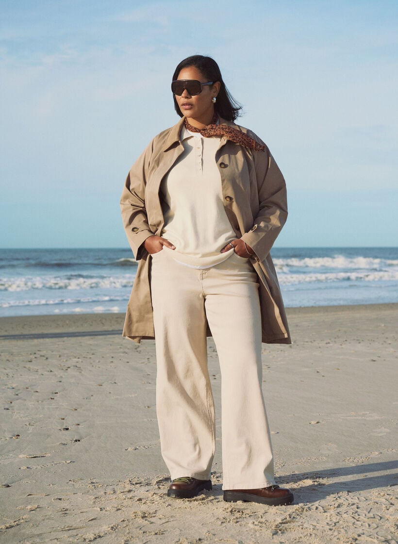 Lentejas met imitatie su&egrave;de kraag en onzichtbare knoopsluiting, Beige, Image image number 0