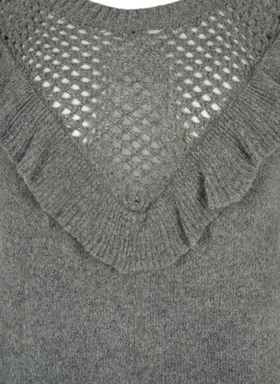 Pull en laine tricoté avec jabots, Dark Grey Melange, Packshot image number 2