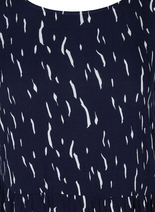 Viscose jurk met print en 3/4 mouwen, Night Sky Rain, Packshot image number 2
