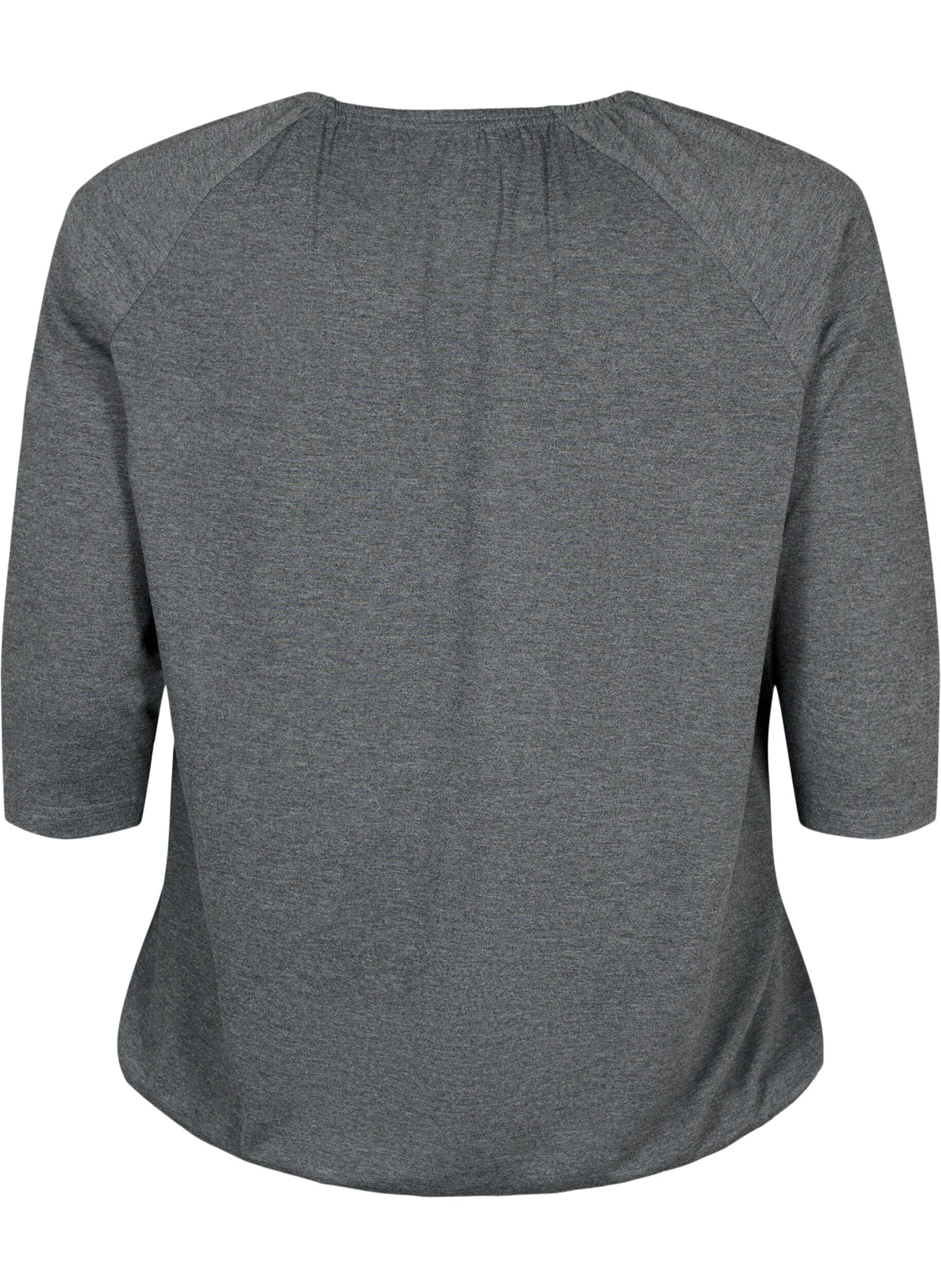 ZizziGestreepte blouse met 3/4 mouwen, Dark Grey Melange, Packshot image number 1