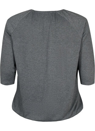 Gestreepte blouse met 3/4 mouwen, Dark Grey Melange, Packshot image number 1