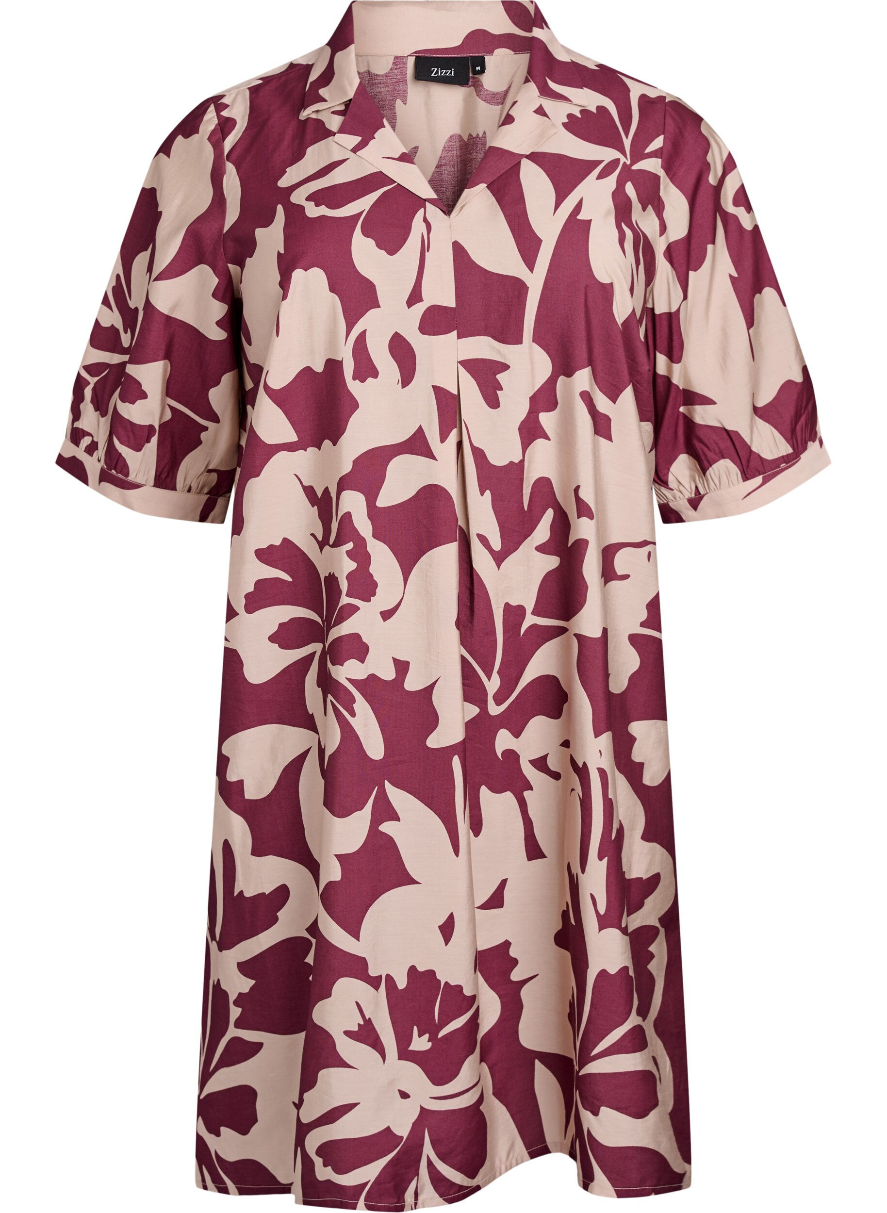 Robe mi-longue imprim&eacute;e avec col en V