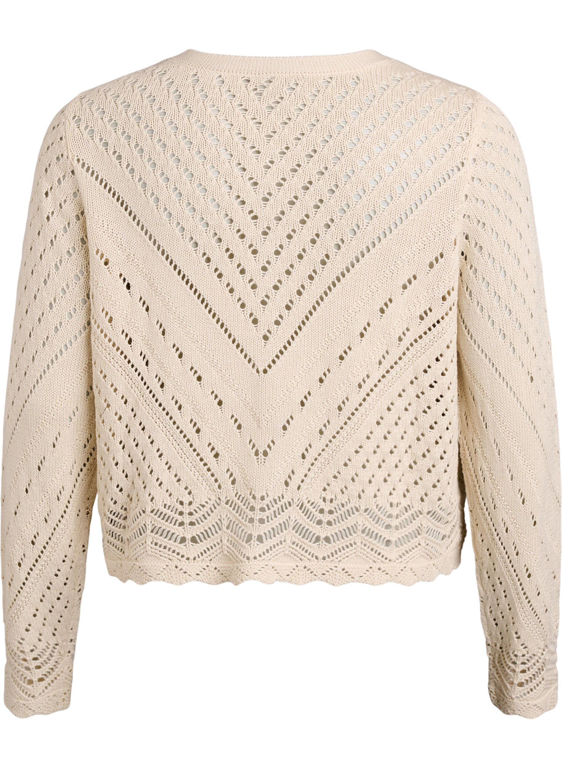 ZizziKorte cardigan van breisel met oogjespatroon, Sandshell, Packshot image number 1