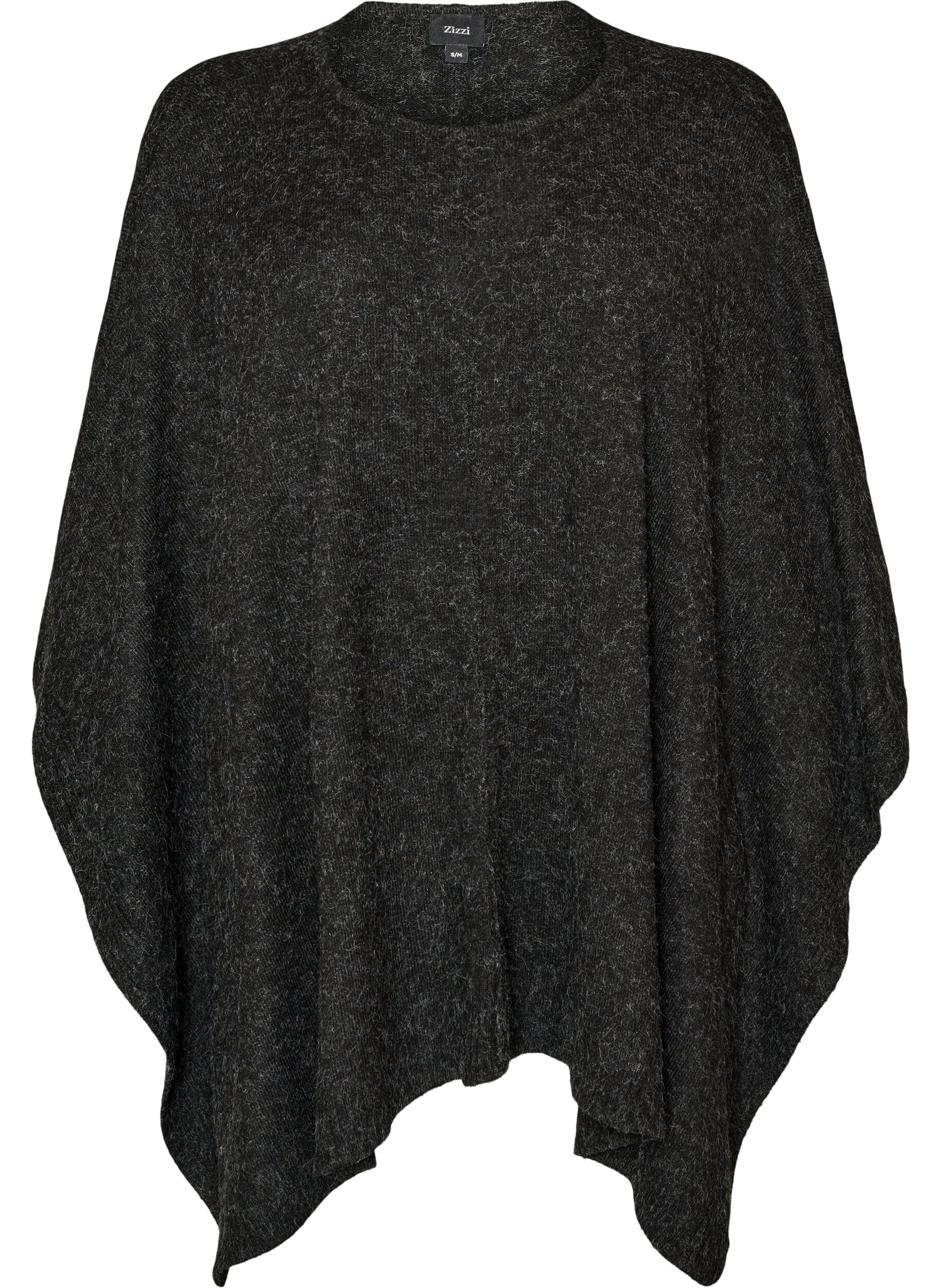 Poncho met ronde hals en breisel