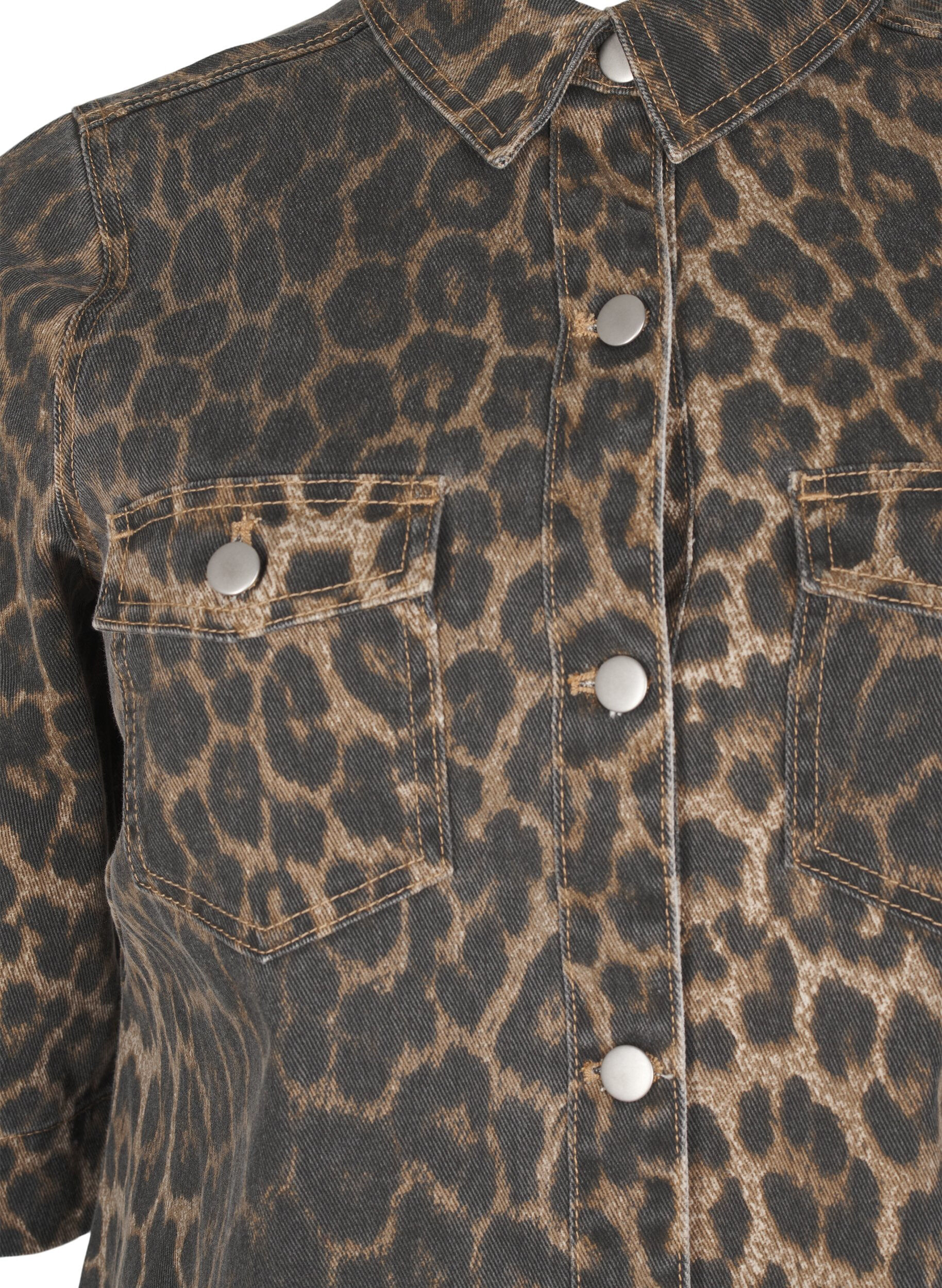 ZizziKorte denim jurk met luipaardprint, LEO AOP, Packshot image number 2