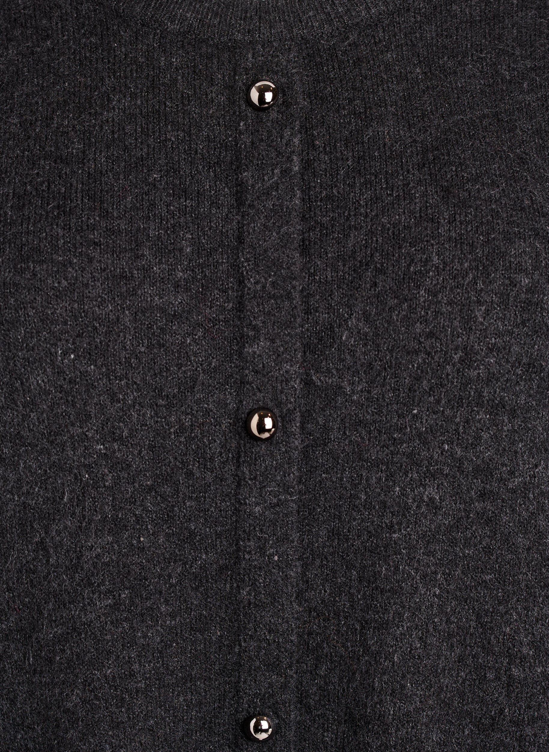 ZizziGebreide korte jurk met korte mouwen en bolknopen, Grijs, Packshot image number 2