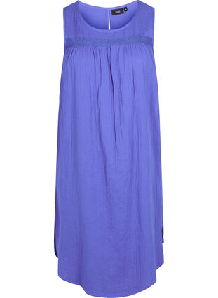 Mouwloze katoenen jurk met a-lijn, Dazzling Blue, Packshot image number 0