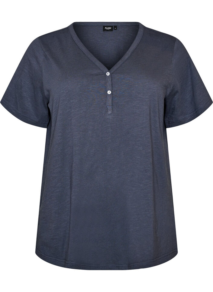T-shirt met knoopdetail, Grijs, Packshot image number 0