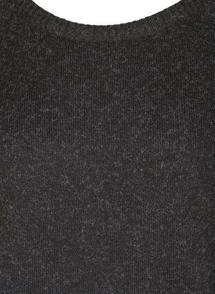Gemēleerde gebreide jurk met ronde hals en geribbelde randen, Dark Grey Melange, Packshot image number 2