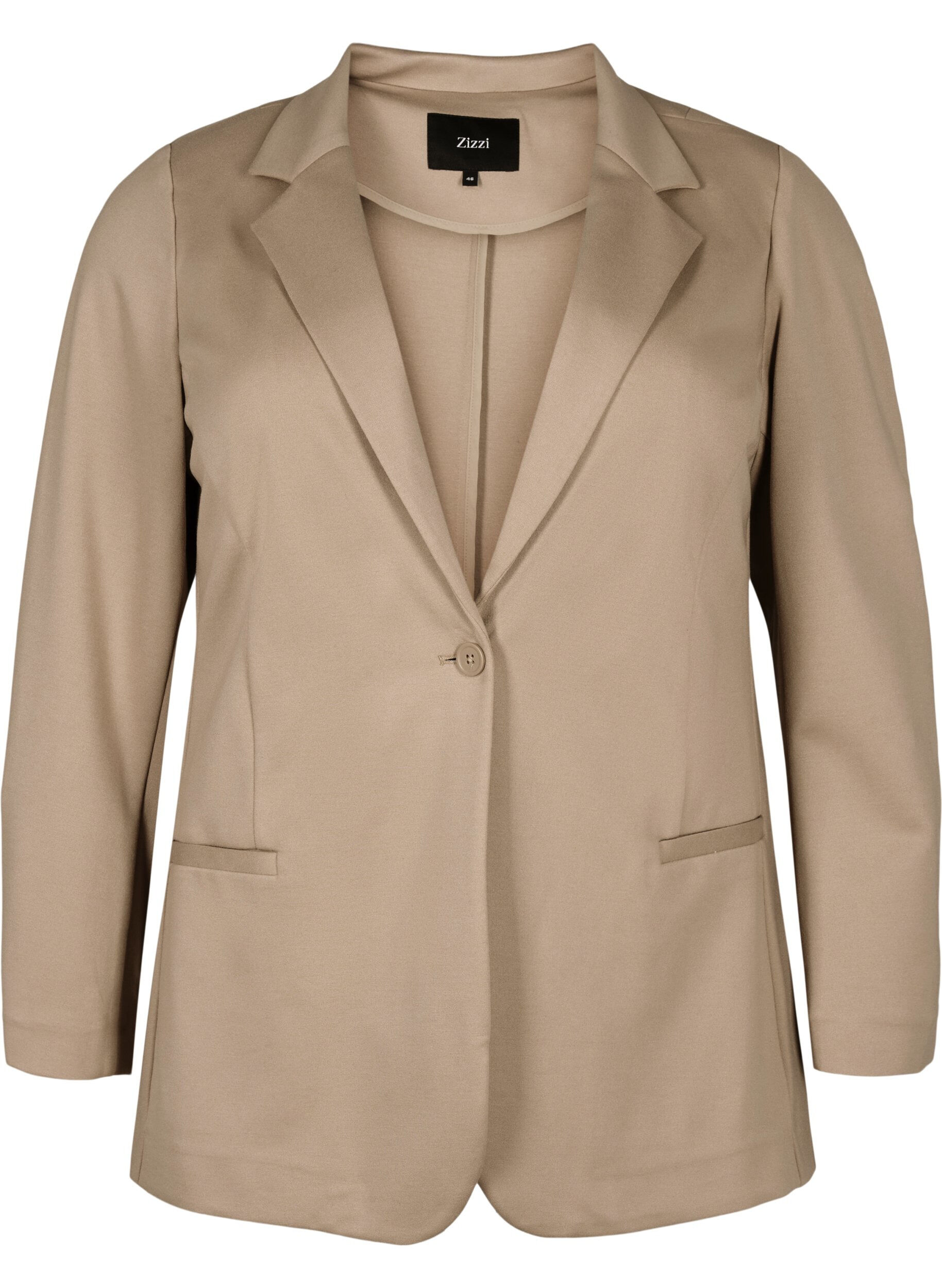 Zizzi Blazer simple avec fermeture &agrave; boutons, Beige, Packshot image number 0