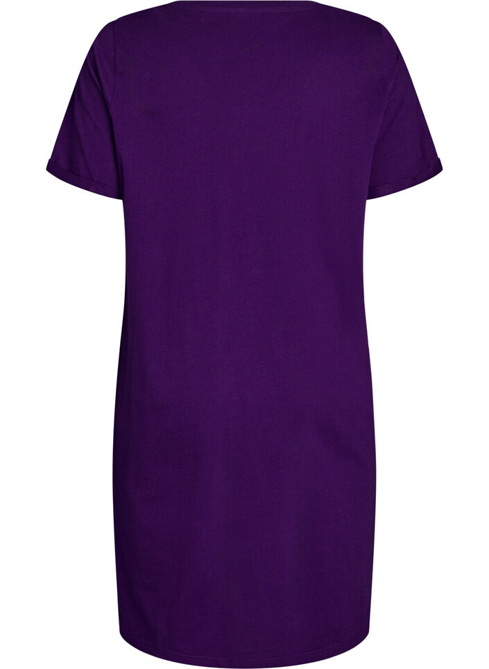 Nachtjapon met korte mouwen van biologisch katoen, Blauw, Packshot image number 1