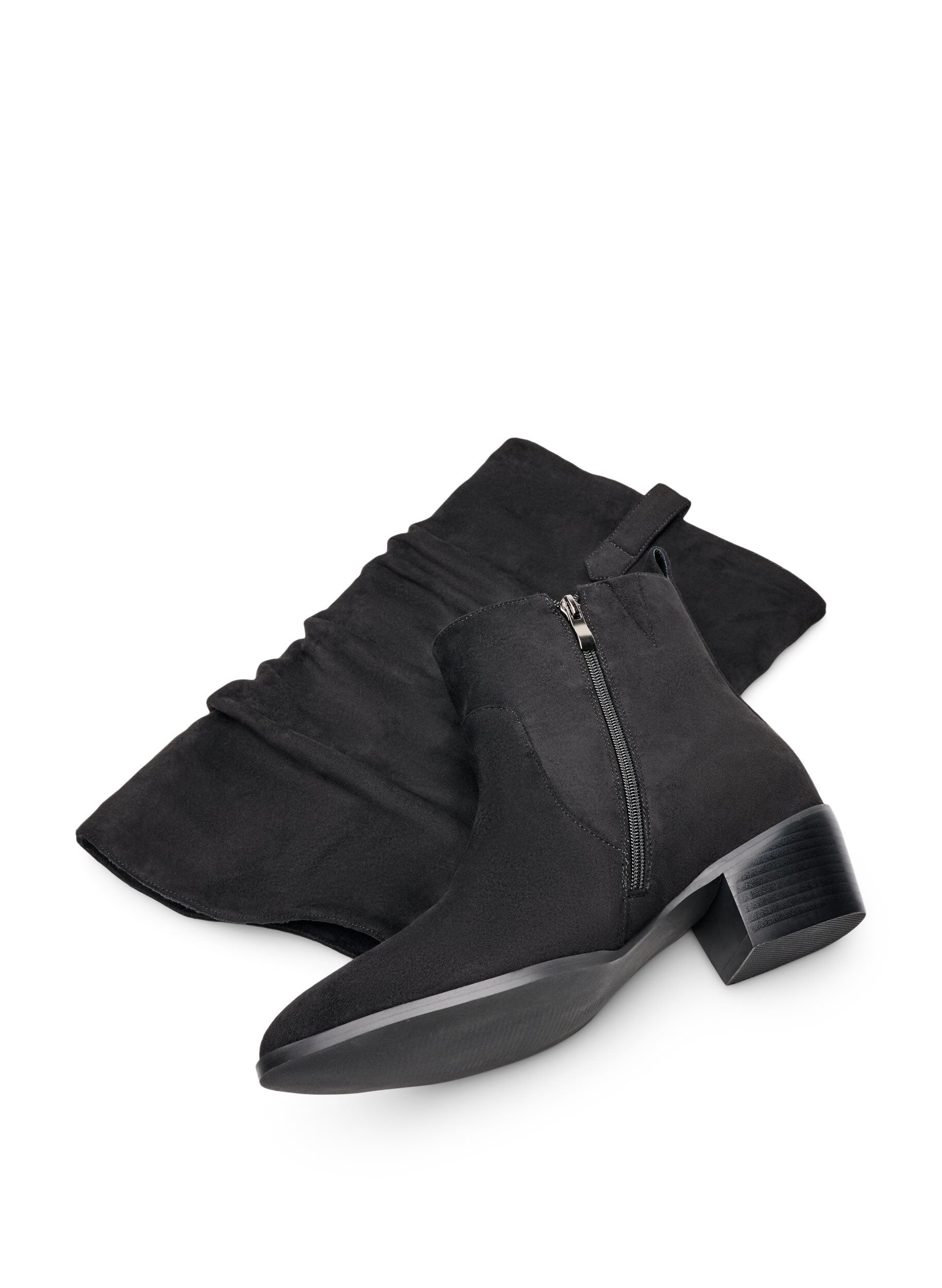 ZizziBotte haute en su&eacute;dine avec tige amovible, Noir, Packshot image number 2