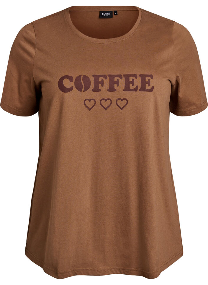 T-shirt met print, Bruin, Packshot image number 0