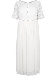 Maxi-jurk met rugdecolleté en korte mouwen, Bright White, Packshot