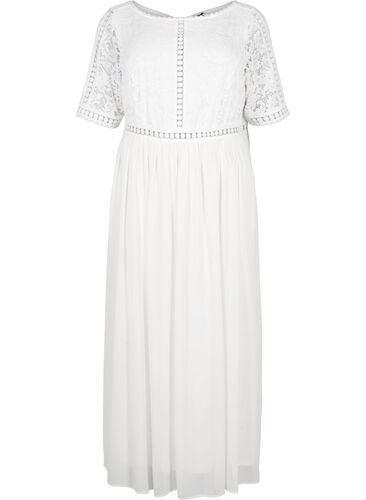 Maxi-jurk met rugdecolleté en korte mouwen, Bright White, Packshot image number 0
