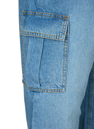 Loszittende jeans met cargozakken, Light blue, Packshot image number 3
