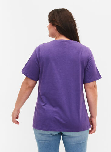 Lot de 2 T-shirt basiques en coton, Deep Lavender/Black, Model image number 1